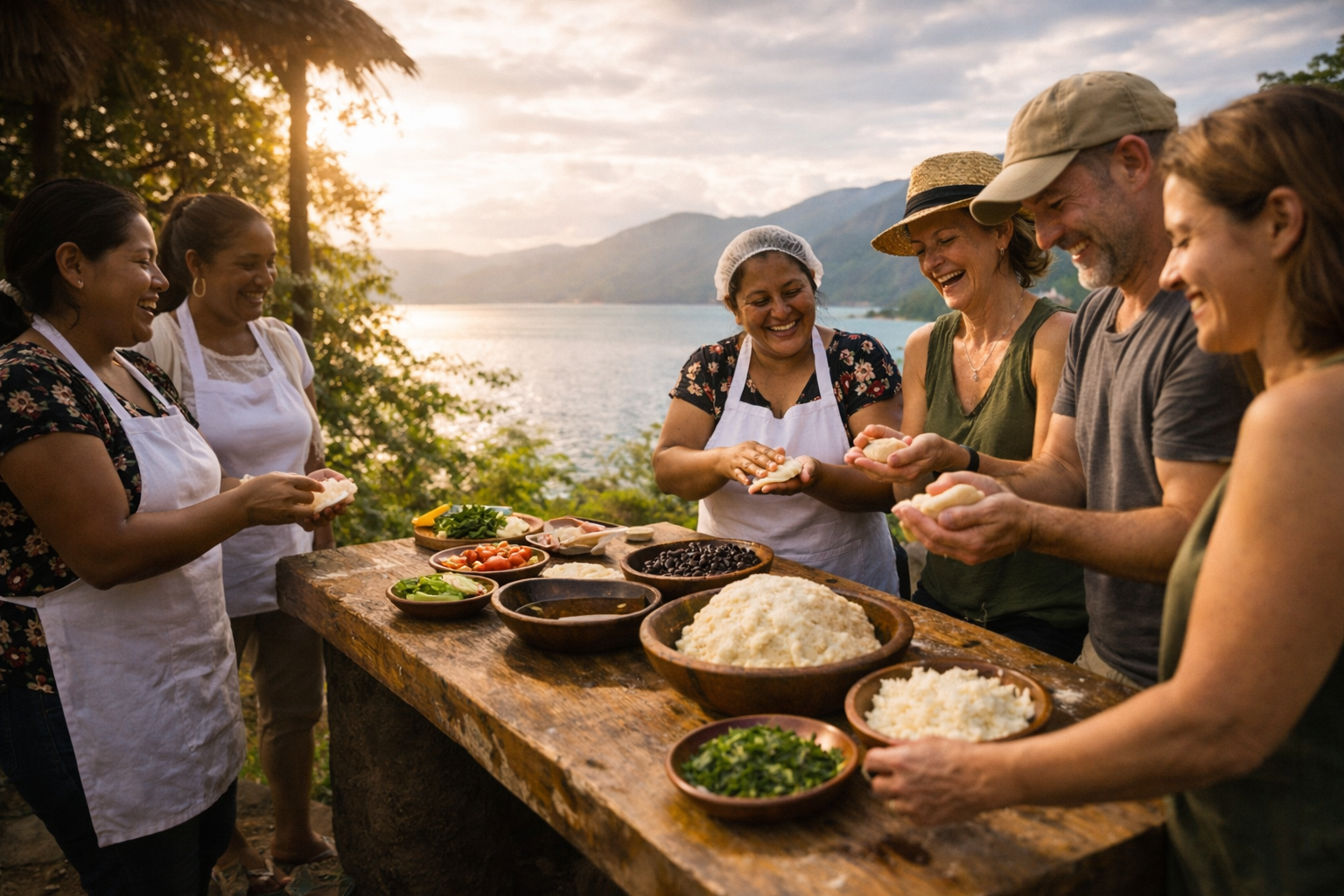 Pupusa workshop at Lake Coatepeque
